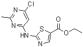 structure of CAS# 1202357-66-1, 2-[(6-Chloro-2-methyl-4-pyrimidinyl)amino]-5-thiazolecarboxylic acid ethyl ester