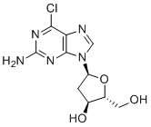 structure of CAS# 120595-72-4, 6-Chloro-9-(2-deoxy-beta-D-erythro-pentofuranosyl)-9H-purin-2-amine;(2R,3S,5S)-5-(2-Amino-6-chloro-9H-purin-9-yl)-2-(hydroxymethyl)tetrahydrofuran-3-ol