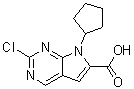 structure of CAS# 1211443-58-1, 2-Chloro-7-cyclopentyl-7H-pyrrolo[2,3-d]pyrimidine-6-carboxylic acid
