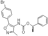 structure of CAS# 1228690-37-6, [5-(4-Bromophenyl)-3-methylisoxazol-4-yl]carbamic acid (R)-1-phenylethyl ester