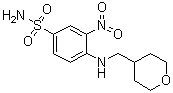 structure of CAS# 1228779-96-1, 3-Nitro-4-[[(tetrahydropyran-4-yl)methyl]amino]benzenesulfonamide