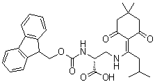 结构式 CAS# 1228900-15-9, 3-[[1-(4,4-二甲基-2,6-二氧代环己基亚基)-3-甲基丁基]氨基]-N-[芴甲氧羰基]-D-丙氨酸