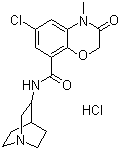 structure of CAS# 123040-16-4, Azasetron hydrochloride;N-(1-Azabicyclo[2.2.2]octan-8-yl)-6-chloro-4-methyl-3-oxo-1,4-benzoxazine-8-carboxamide hydrochloride
