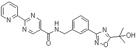 结构式 CAS# 1234708-04-3, N-[[3-[5-(1-羟基-1-甲基乙基)-1,2,4-恶二唑-3-基]苯基]甲基]-2-(2-吡啶基)-5-嘧啶甲酰胺