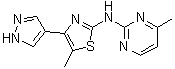 structure of CAS# 1235318-89-4, 4-Methyl-N-[5-methyl-4-(1H-pyrazol-4-yl)-2-thiazolyl]-2-pyrimidinamine;5-Methyl-N-(4-methylpyrimidin-2-yl)-4-(1H-pyrazol-4-yl)thiazol-2-amine; ADX 88178