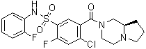 结构式 CAS# 1235560-28-7, 4-氯-2-氟-N-(2-氟苯基)-5-[[(8aR)-六氢吡咯并[1,2-a]吡嗪-2(1H)-基]羰基]苯磺酰胺