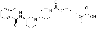 结构式 CAS# 1240514-89-9, (3R)-3-[(2-甲基苯甲酰)氨基]-[1,4'-联哌啶]-1'-羧酸乙酯 2,2,2-三氟乙酸盐