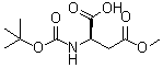 结构式 CAS# 124184-67-4, N-[(1,1-二甲基乙氧基)羰基]-D-天冬氨酸 4-甲酯