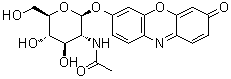 结构式 CAS# 124762-32-9, 7-[[2-(乙酰氨基)-2-脱氧-beta-D-吡喃葡萄糖基]氧基]-3H-吩恶嗪-3-酮