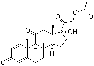 结构式 CAS# 125-10-0, 醋酸泼尼松; 17a,21-二羟基孕甾-1,4-二烯-3,11,20-三酮 21-醋酸酯