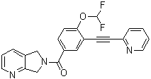 结构式 CAS# 1253291-12-1, [4-(二氟甲氧基)-3-[2-(2-吡啶基)乙炔基]苯基](5,7-二氢-6H-吡咯并[3,4-b]吡啶-6-基)甲酮