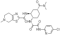 结构式 CAS# 1255529-28-2, N-(5-氯吡啶-2-基)-N'-[(1S,2S,4R)-4-[(二甲基氨基)羰基]-2-[[(5-甲基-4,5,6,7-四氢噻唑并[5,4-c]吡啶-2-基)羰基]氨基]环己基]草酸二酰胺