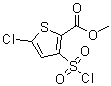 structure of CAS# 126910-68-7, 5-Chloro-3-(chlorosulfonyl)-2-thiophenecarboxylic acid methyl ester