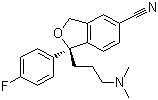 structure of CAS# 128196-01-0, Escitalopram;1-(3-Dimethylaminopropyl)-1-(4-fluorophenyl)-1,3-dihydroisobenzofuran-5-carbonitrile