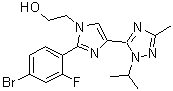 结构式 CAS# 1282516-77-1, 2-(4-溴-2-氟苯基)-4-[3-甲基-1-(1-甲基乙基)-1H-1,2,4-三唑-5-基]-1H-咪唑-1-乙醇