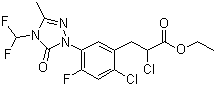 结构式 CAS# 128639-02-1, 氟酮唑草; 快灭灵; 2-氯-3-[2-氯-5-[4-(二氟甲基)-3-甲基-5-氧代-1,2,4-三唑-1-基]-4-氟苯基]丙酸乙酯
