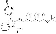 structure of CAS# 129332-29-2, tert-Butyl (E)-3,5-dihydroxy-7-[3'-(4''-fluorophenyl)-1'-methylethyl-indol-2'-yl]-6-heptenoate