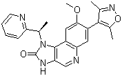 structure of CAS# 1300031-49-5, GSK 1210151A;I-BET 151; 7-(3,5-Dimethyl-4-isoxazolyl)-1,3-dihydro-8-methoxy-1-[(1R)-1-(2-pyridinyl)ethyl]-2H-imidazo[4,5-c]quinolin-2-one