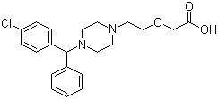 结构式 CAS# 130018-77-8, 左西替利嗪; 2-[2-[4-[(4-氯苯基)-苯基甲基]哌嗪-1-基]乙氧基]乙酸