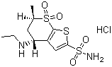 structure of CAS# 130693-82-2, Dorzolomide hydrochloride;(2S,4S)-2-Ethylamino-4-methyl-5,5-dioxo-5,7-dithiabicyclo[4.3.0]nona-8,10-diene-8-sulfonamide hydrochloride