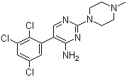 structure of CAS# 130800-90-7, Sipatrigine;2-(4-Methylpiperazin-1-yl)-5-(2,3,5-trichlorophenyl)-pyrimidin-4-amine