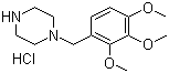结构式 CAS# 13171-25-0, 盐酸曲美他嗪; 1-[(2,3,4-三甲氧苯基)甲基]-哌嗪盐酸盐