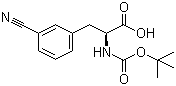 结构式 CAS# 131980-30-8, Boc-L-3-氰基苯丙氨酸; N-叔丁氧羰基-L-3-氰基苯丙氨酸