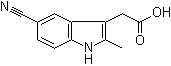 structure of CAS# 13218-36-5, 5-Cyano-2-methylindole-3-acetic acid