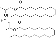 structure of CAS# 1323-39-3, Propylene glycol monostearate;Octadecanoic acid monoester with 1,2-propanediol; Stearic acid ester with 1,2-propanediol; 1,2-Propanediol monostearate ; 1,2-Propylene glycol monostearate; Aldo PGHMS; Atlas G 2158; Atlas G 922; Cerasynt PA; Cerasynt PN; Crill 26; Dragil P; EMP 1800; Emalex PGMS; Emcol PS 50; Emcol PS 50RHP; Emerest 2381