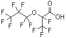 structure of CAS# 13252-13-6, Perfluoro-alpha-propoxypropionic acid;Perfluoro-2-propoxypropanoic acid; Perfluoro-2-propoxypropionic acid