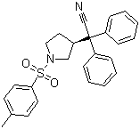 结构式 CAS# 133099-09-9, (S)-1-对甲苯磺酰基-3-(1-氰基-1,1-二苯甲基)吡咯烷