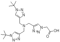 structure of CAS# 1334179-85-9, 2-[4-[(Bis[(1-tert-butyl-1H-1,2,3-triazol-4-yl)methyl]amino)methyl]-1H-1,2,3-triazol-1-yl]acetic acid;BTTAA