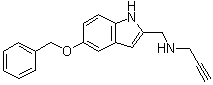 structure of CAS# 133845-63-3, 5-(Phenylmethoxy)-N-2-propyn-1-yl-1H-indole-2-methanamine;FA 73; PF 9601N