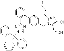 结构式 CAS# 133909-99-6, 三苯甲基洛沙坦; 2-丁基-4-氯-1-[2'(2-三苯甲基-2H-四唑-5-基)联苯-4-基甲基]-1H-咪唑-5-基甲醇