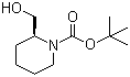 结构式 CAS# 134441-93-3, (S)-2-(羟甲基)哌啶-1-甲酸叔丁酯