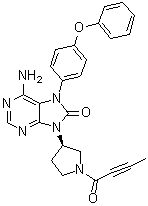 structure of CAS# 1351636-18-4, Tirabrutinib;6-amino-9-[(3R)-1-(2-butynoyl)-3-pyrrolidinyl]-7-(4-phenoxyphenyl)-7,9-dihydro-8H-purin-8-one; ONO 4059