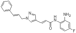 结构式 CAS# 1357389-11-7, (2E)-N-(2-氨基-4-氟苯基)-3-[1-(3-苯基-2-丙烯-1-基)-1H-吡唑-4-基]-2-丙烯酰胺