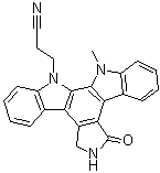 structure of CAS# 136194-77-9, 5,6,7,13-Tetrahydro-13-methyl-5-oxo-12H-indolo[2,3-a]pyrrolo[3,4-c]carbazole-12-propanenitrile;Go 6976; Goe 6976