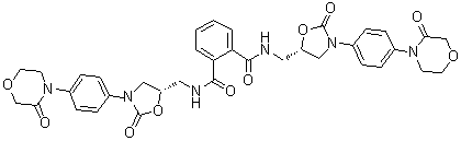 structure of CAS# 1365267-36-2, N1,N2-Bis[[(5S)-2-oxo-3-[4-(3-oxo-4-morpholinyl)phenyl]-5-oxazolidinyl]methyl]-1,2-benzenedicarboxamide