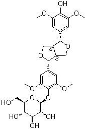 结构式 CAS# 137038-13-2, (-)-丁香树脂酚-4-O-beta-D-吡喃葡萄糖苷