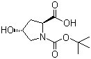 结构式 CAS# 13726-69-7, Boc-L-羟脯氨酸; N-叔丁氧羰基-4-羟基-L-脯氨酸