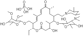 structure of CAS# 137330-13-3, Tilmicosin phosphate;20-Deoxo-20-(3,5-dimethyl-1-piperidinyl)desmycosin phosphate