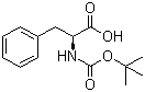 结构式 CAS# 13734-34-4, N-叔丁氧羰基-L-苯丙氨酸; BOC-L-苯丙氨酸