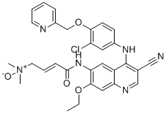 structure of CAS# 1376615-55-2, Neratinib dimethylamine N-oxide;(E)-4-[[4-[3-chloro-4-(pyridin-2-ylmethoxy)anilino]-3-cyano-7-ethoxyquinolin-6-yl]amino]-N,N-dimethyl-4-oxobut-2-en-1-amine oxide