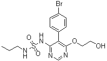 结构式 CAS# 1393813-43-8, N-[5-(4-溴苯基)-6-(2-羟基乙氧基)-4-嘧啶基]-N'-丙基氨基磺酰胺