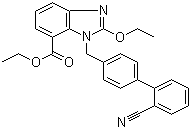 structure of CAS# 139481-41-7, Ethyl 2-ethoxy-1-[(2'-cyanobiphenyl-4-yl)methyl]-1H-benzimidazole-7-carboxylate