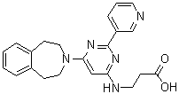 structure of CAS# 1394854-52-4, N-[2-(3-Pyridinyl)-6-(1,2,4,5-tetrahydro-3H-3-benzazepin-3-yl)-4-pyrimidinyl]-beta-alanine