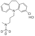 结构式 CAS# 1398065-86-5, 3-(2-氯-5,6-二氢苯并[b][1]苯并氮杂卓-11-基)-N-甲基-N-(三氘甲基)丙烷-1-胺盐酸盐