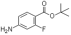 structure of CAS# 140373-77-9, 4-Amino-2-fluorobenzoic acid tert-butyl ester;tert-Butyl 4-amino-2-fluorobenzoate