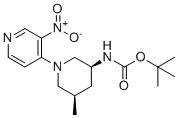 structure of CAS# 1405128-33-7, tert-butyl N-[(3S,5R)-5-methyl-1-(3-nitro-4-pyridyl)-3-piperidyl]carbamate